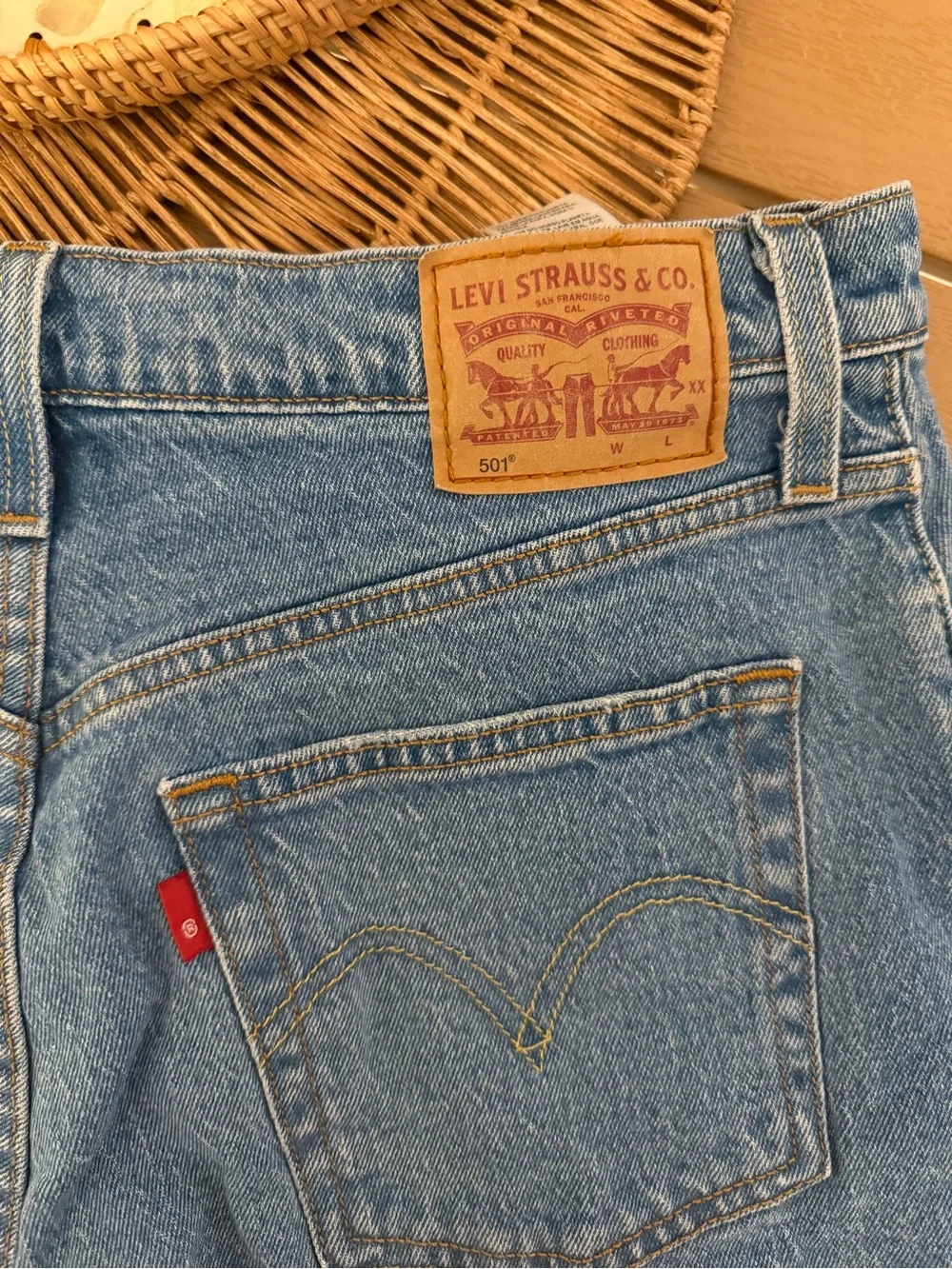 Blue Distressed Denim Shorts